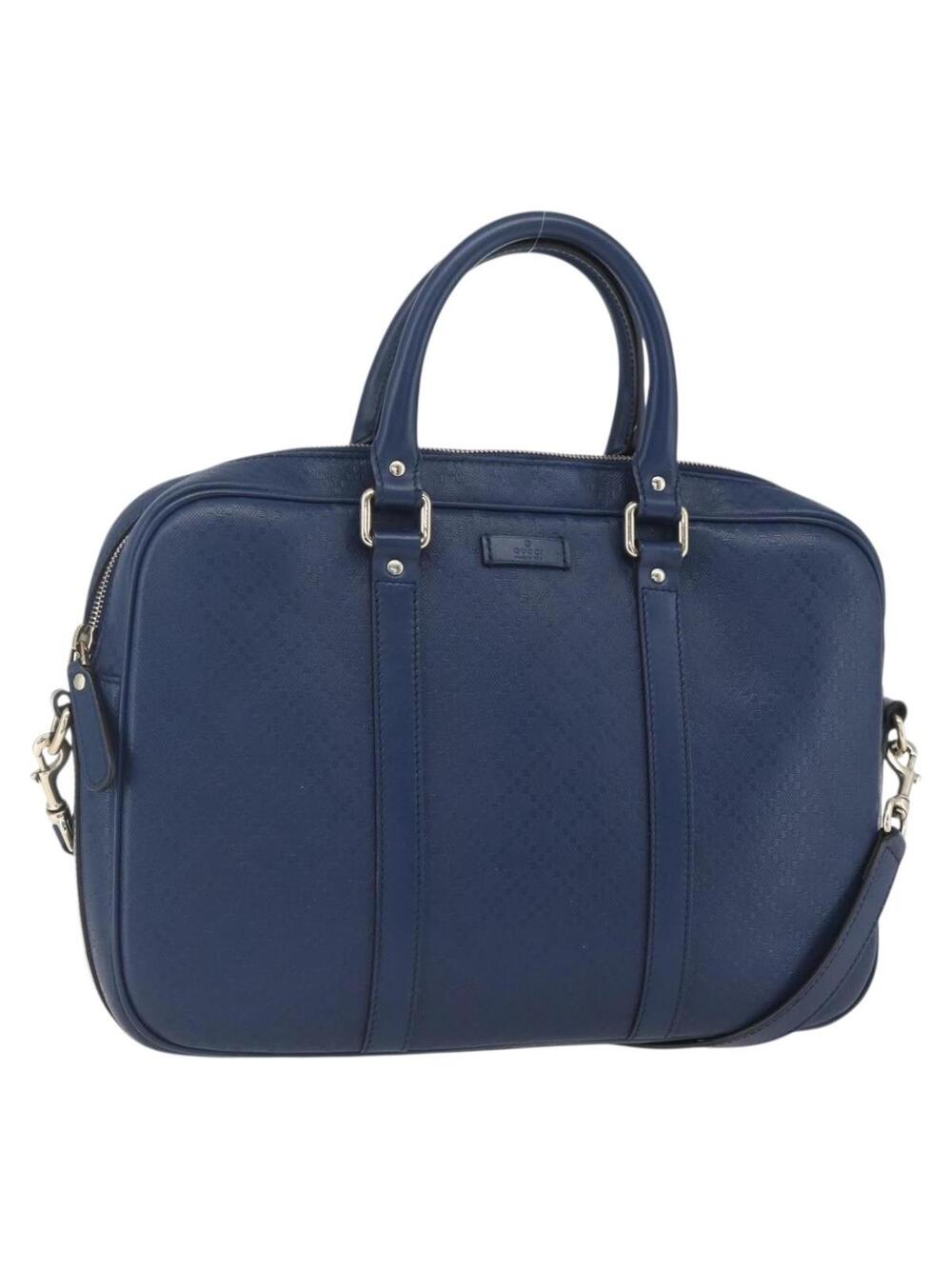 Gucci Hand Bag Pvc 2Way Navy Gold Auth #359431G60B